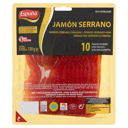ESPUNA Szynka hiszpańska Serrano 10 plastrów 120 g