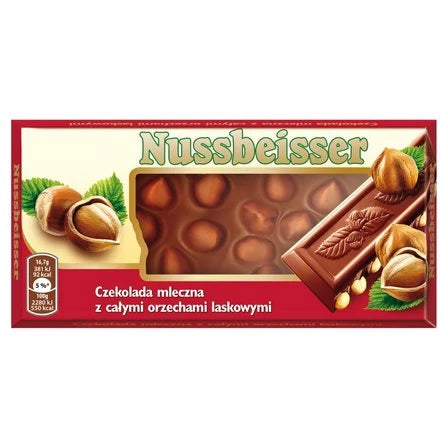 NUSSBEISSER Czekolada mleczna z całymi orzechami laskowymi 100 g