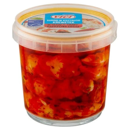VICI Surimi w kształcie krewetek w oleju o smaku papryczki chilli 320 g / 200 g