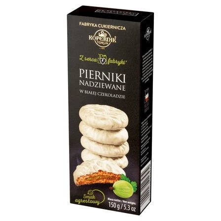 KOPERNIK Z serca fabryki Pierniki nadziewane w białej czekoladzie smak agrestowy 150 g